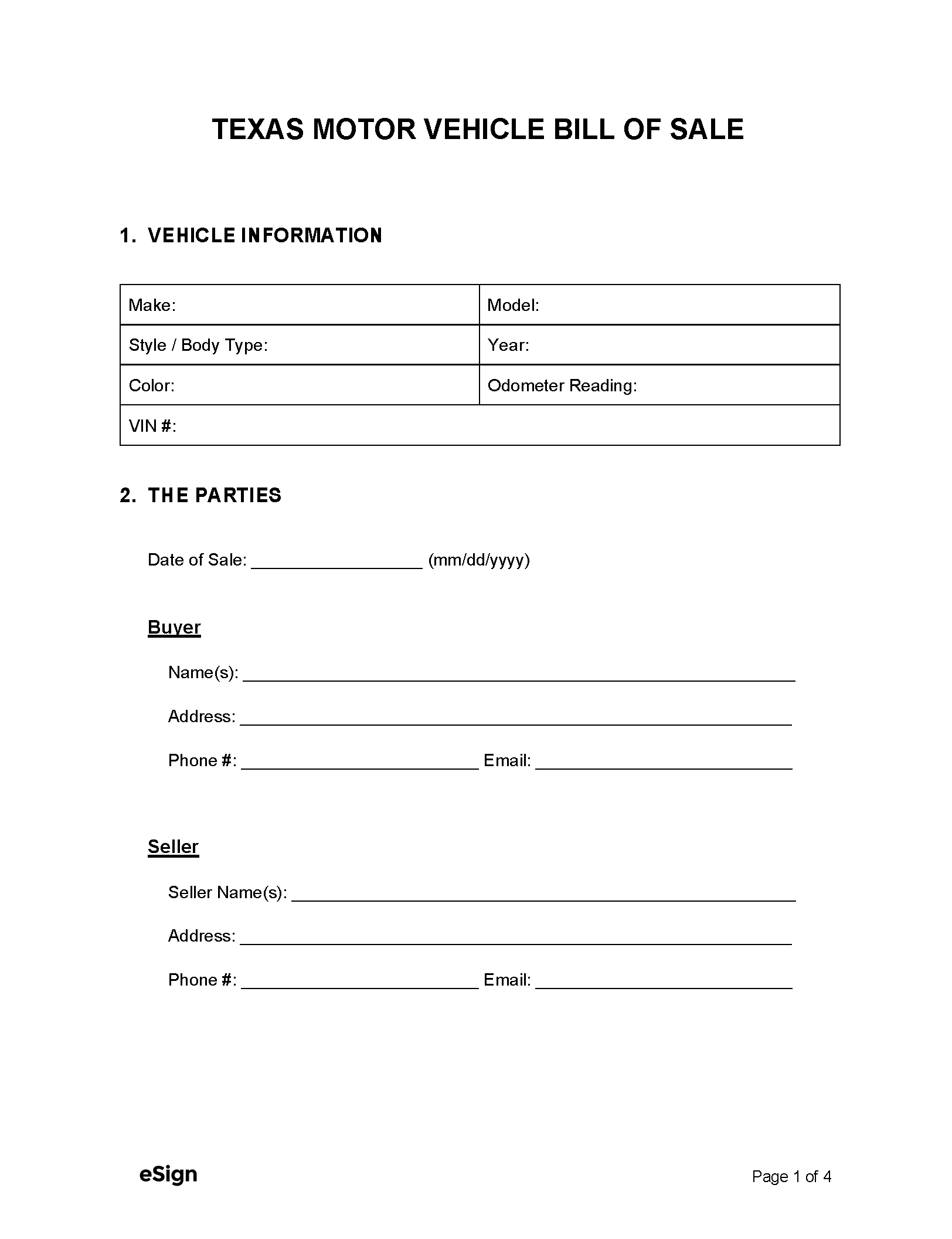 Free Texas Bill Of Sale Forms | Pdf | Word within Free Printable Texas Bill of Sale Form