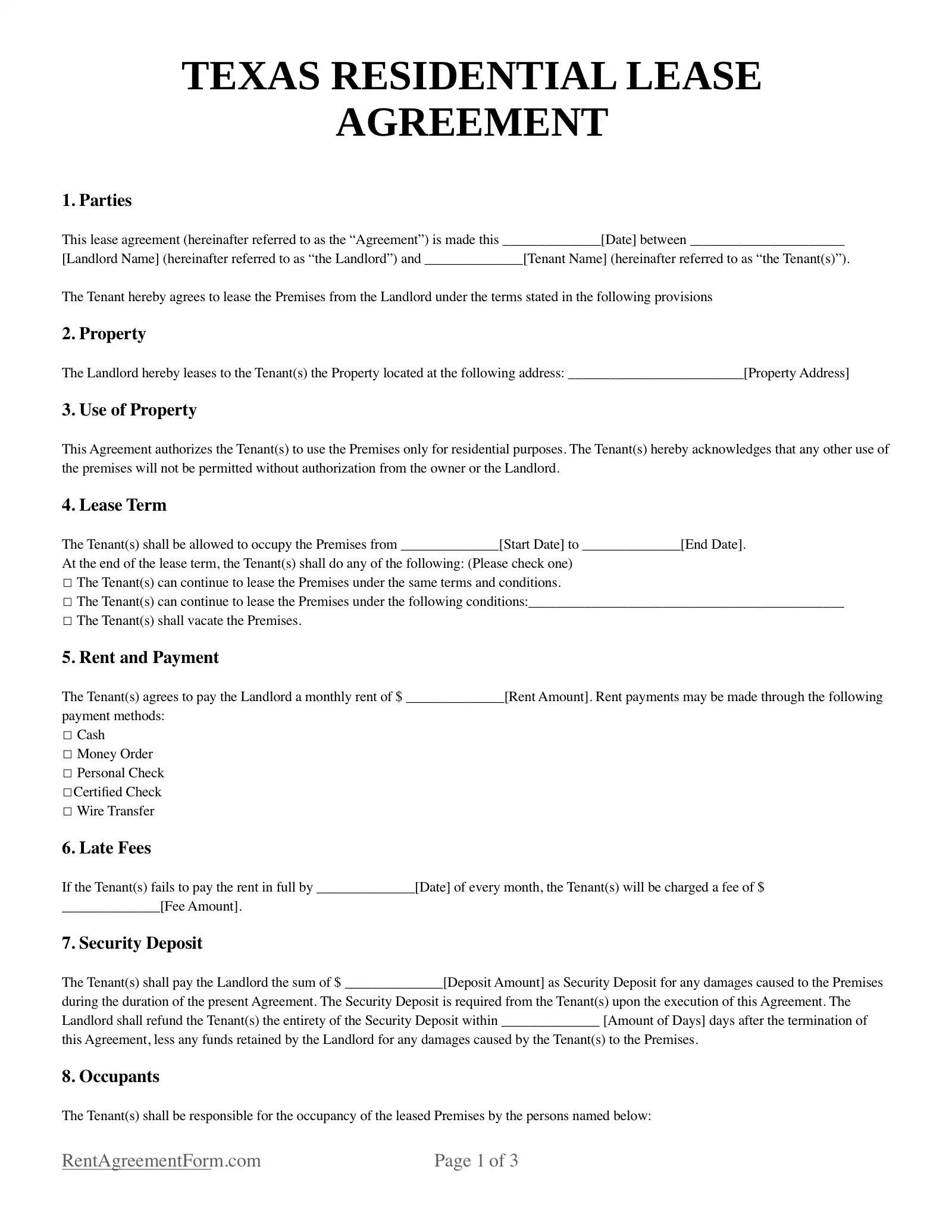 Free Texas (Tx) Rental Lease Agreement Form | Pdf &amp;amp; Word pertaining to Free Printable Lease Agreement Texas