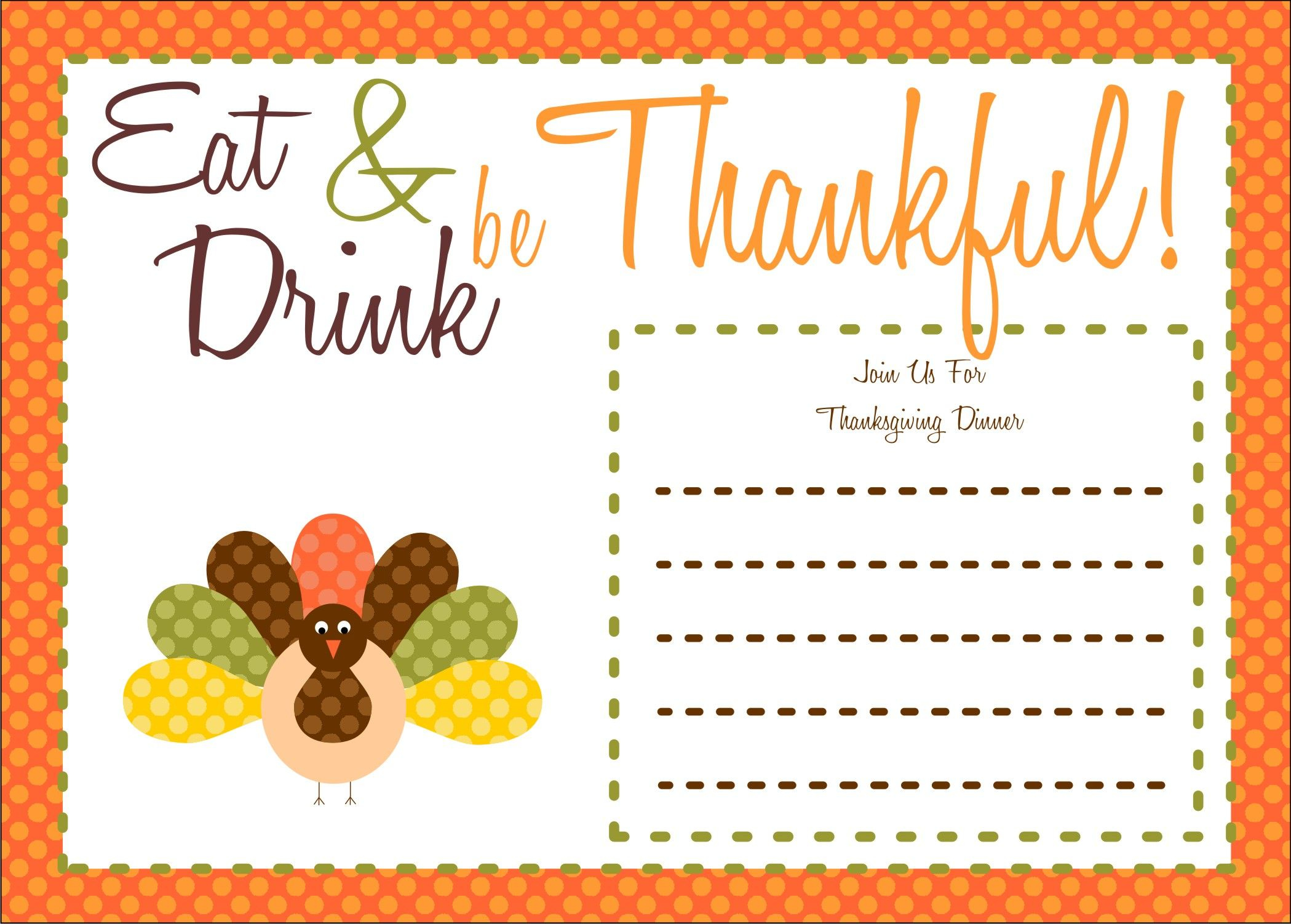 Free Thanksgiving Printables From The Party Bakery | Printable regarding Free Printable Thanksgiving Dinner Invitation Templates