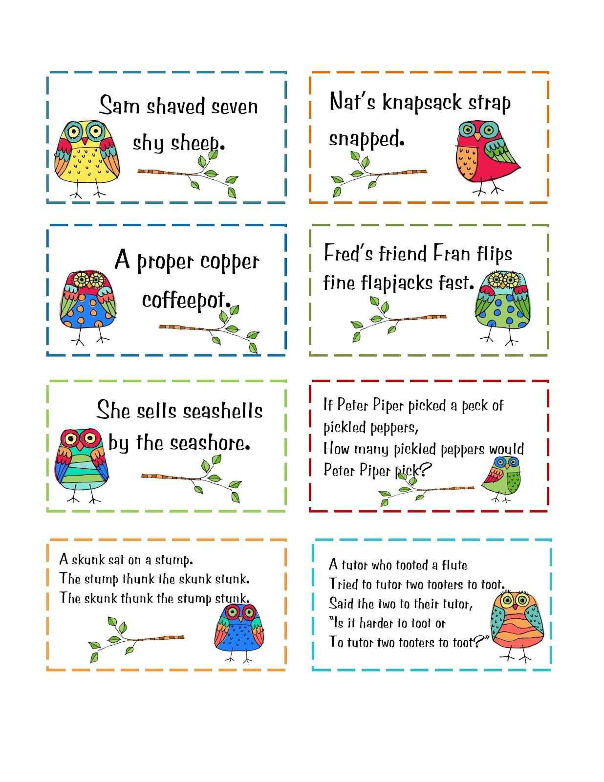 Free Tongue Twister Cards | Tongue Twisters For Kids, Tongue within Free Printable Tongue Twisters