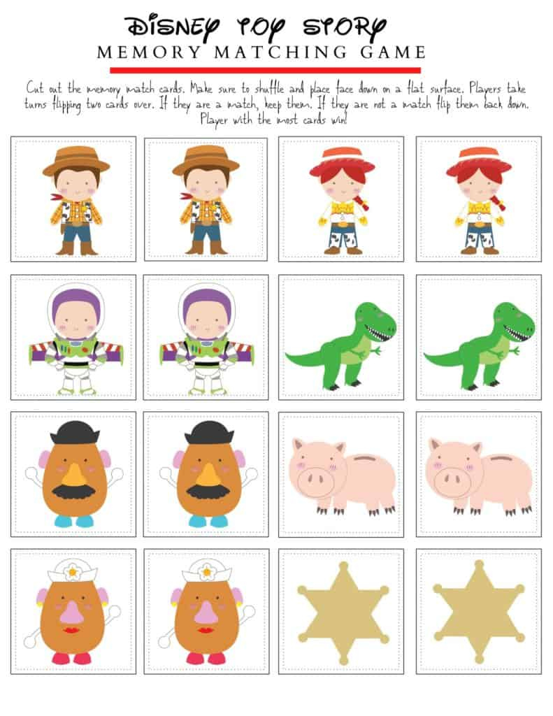 Free Toy Story Memory Game Printable Inspiredpixar - Hispana intended for Free Printable Toddler Matching Games