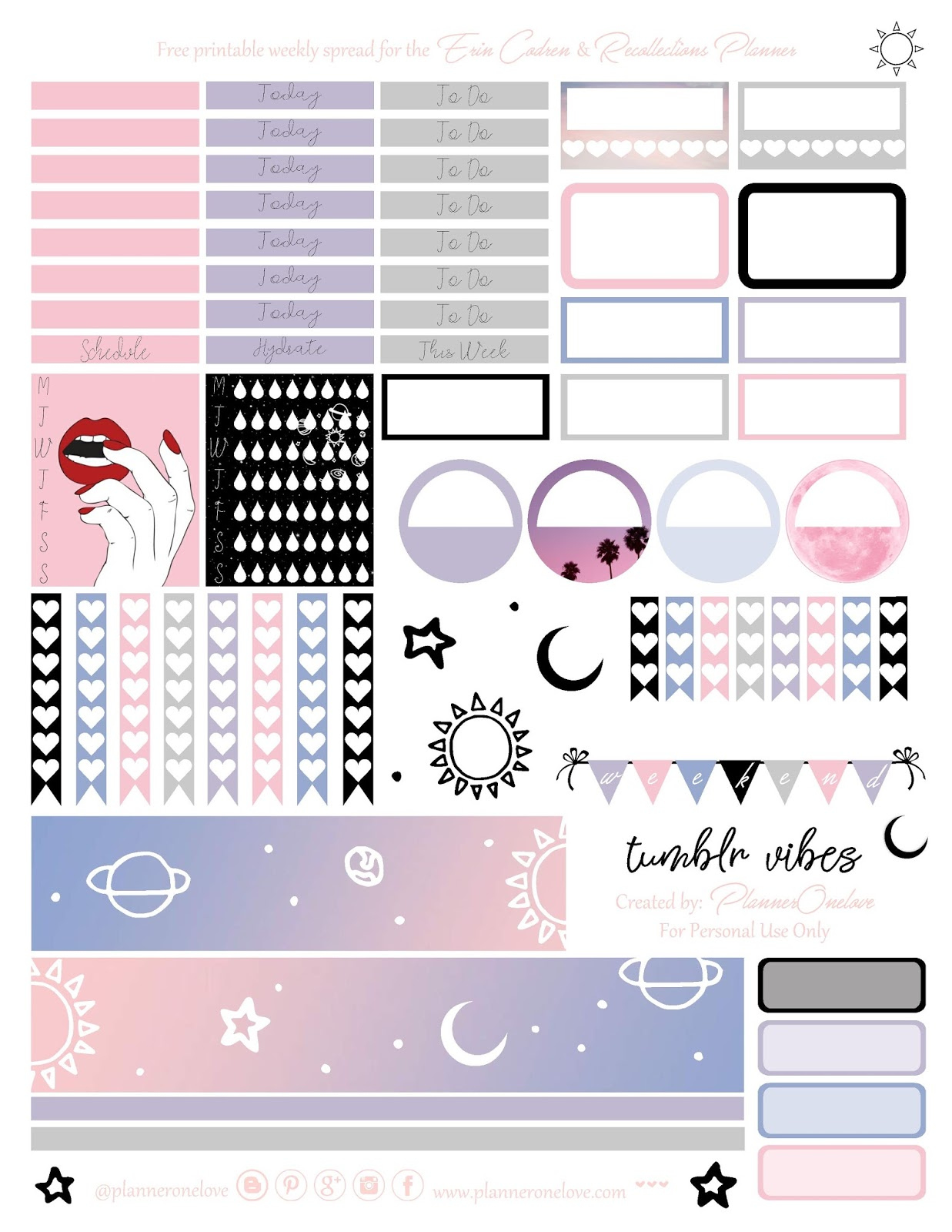 Free Tumblr Vibes Printable Planner Stickers For The Erin Condren within Free Printable Tumblr Stickers