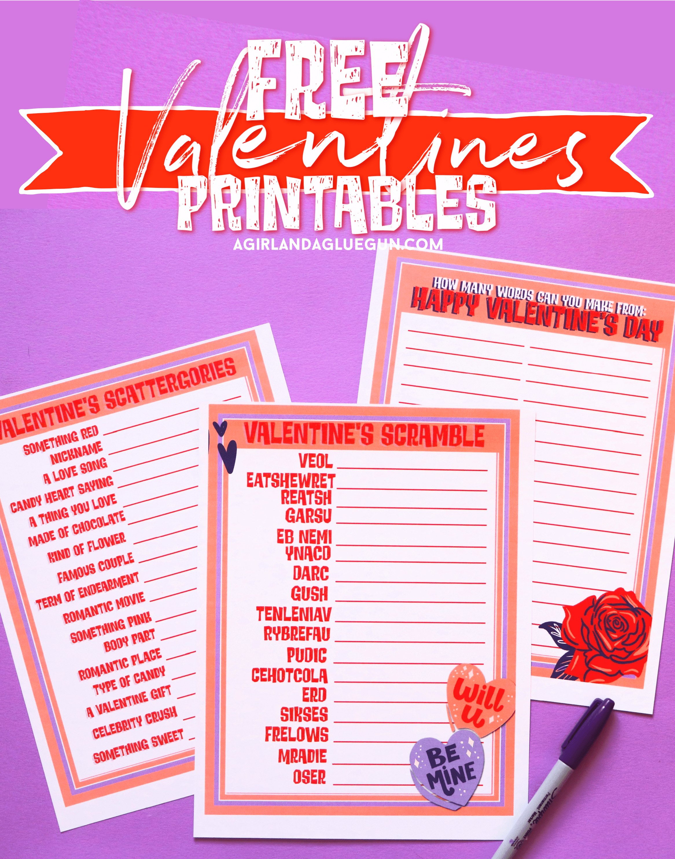 Free Valentine Game Printables - A Girl And A Glue Gun with regard to Free Printable Valentine Game