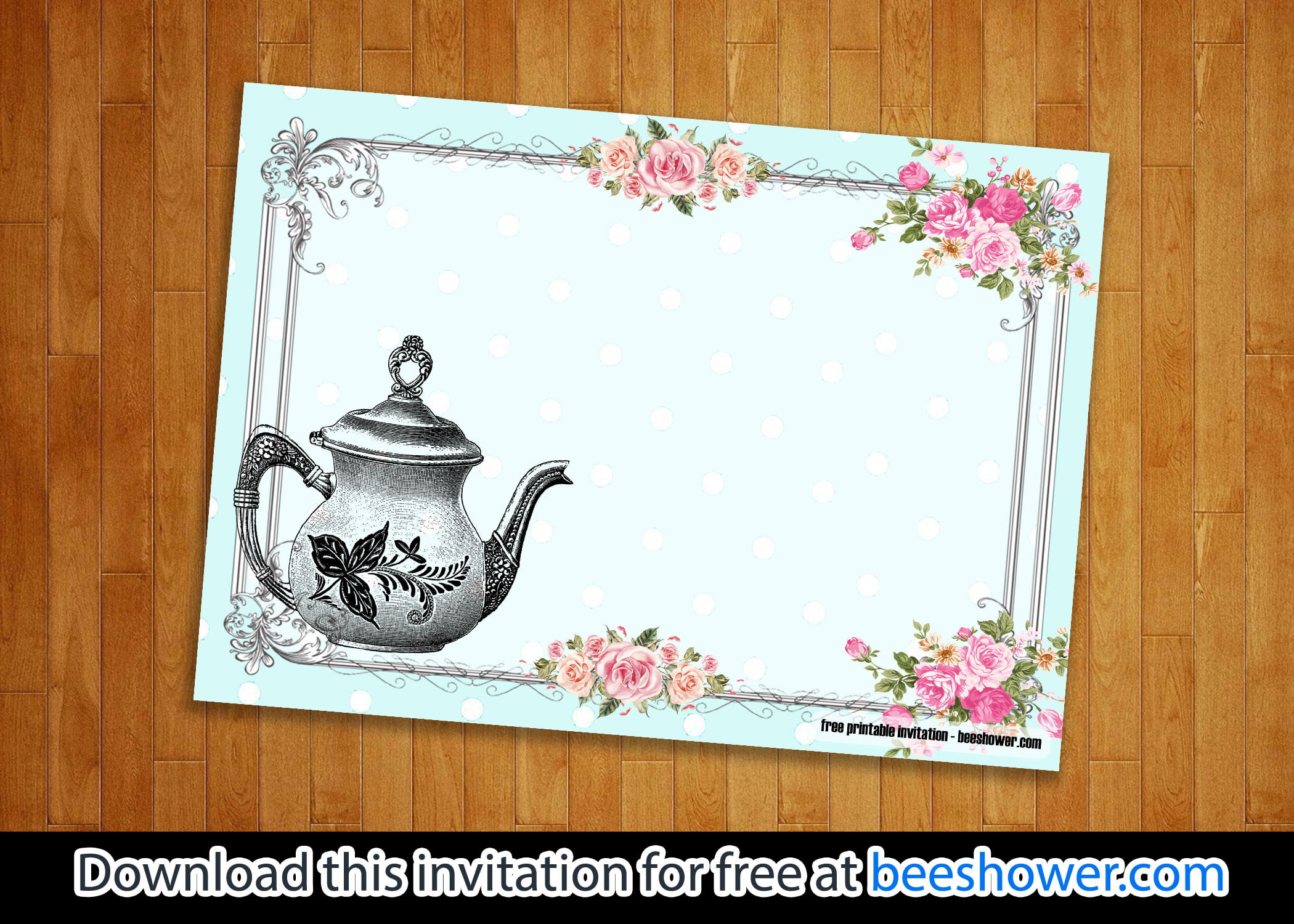 Free Vintage Tea Party Baby Shower Invitations | Download Hundreds throughout Free Vintage Tea Party Printables