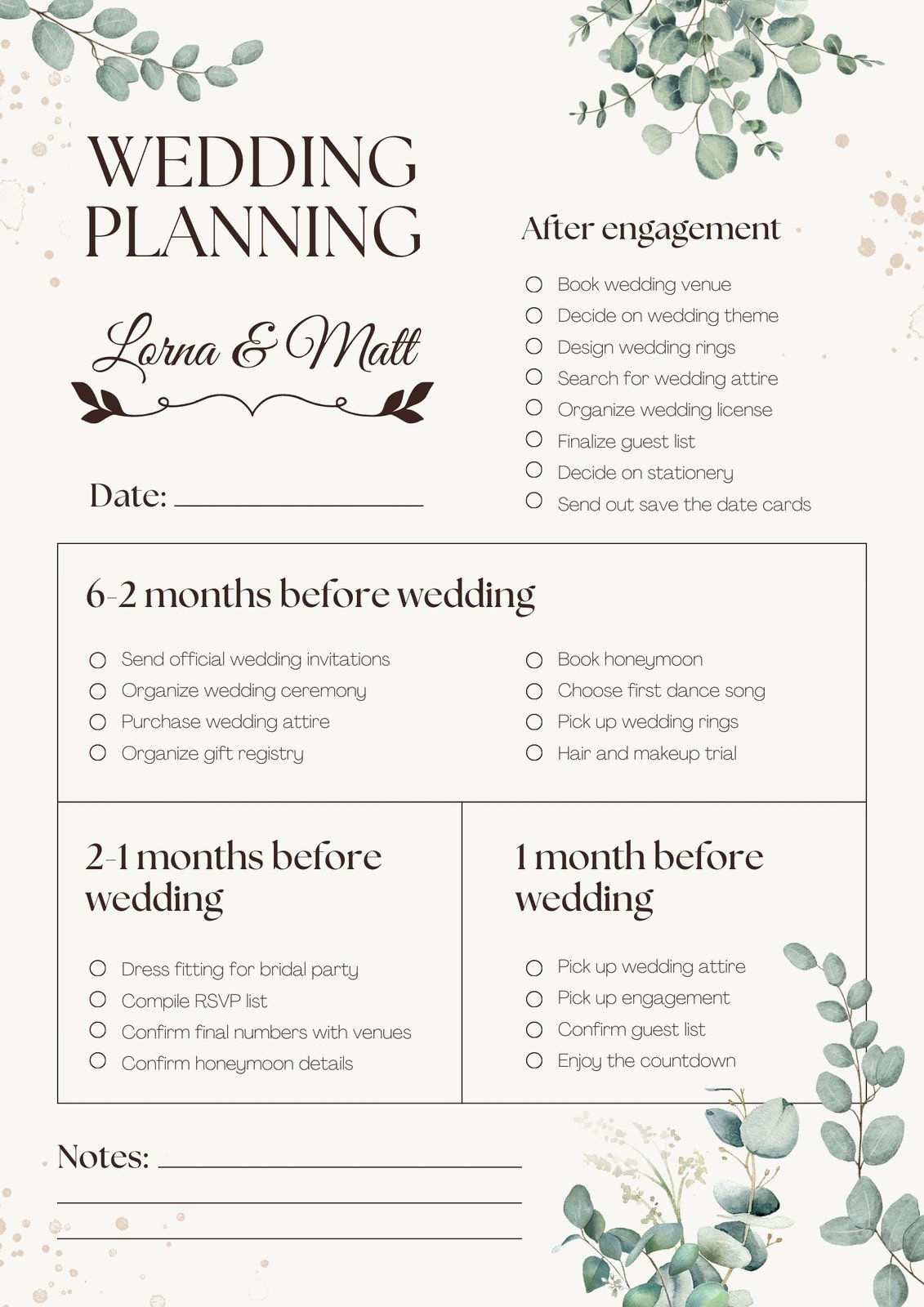 Free Wedding Checklist Templates To Edit And Print | Canva within Free Printable Wedding Organizer Templates