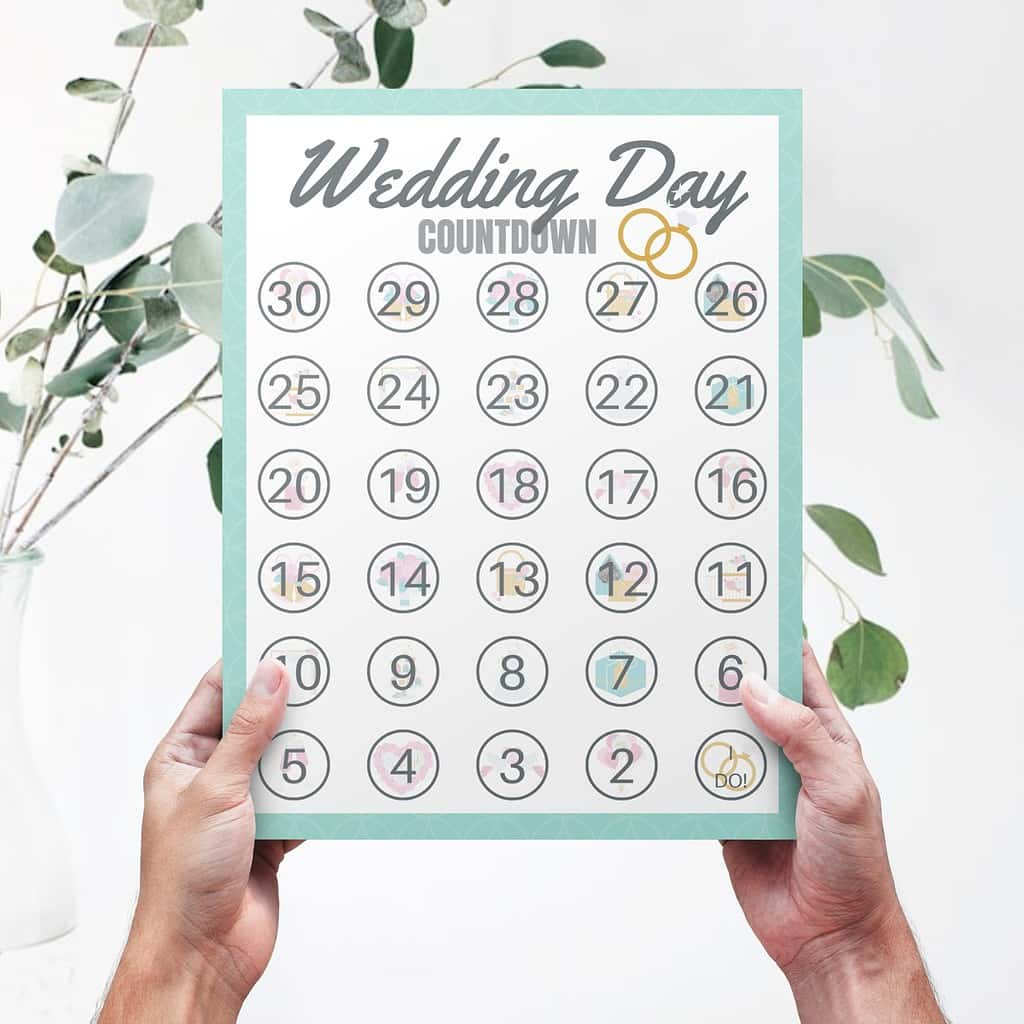 Free Wedding Countdown Calendar Printable - Printables For Life for Free Printable Wedding Countdown