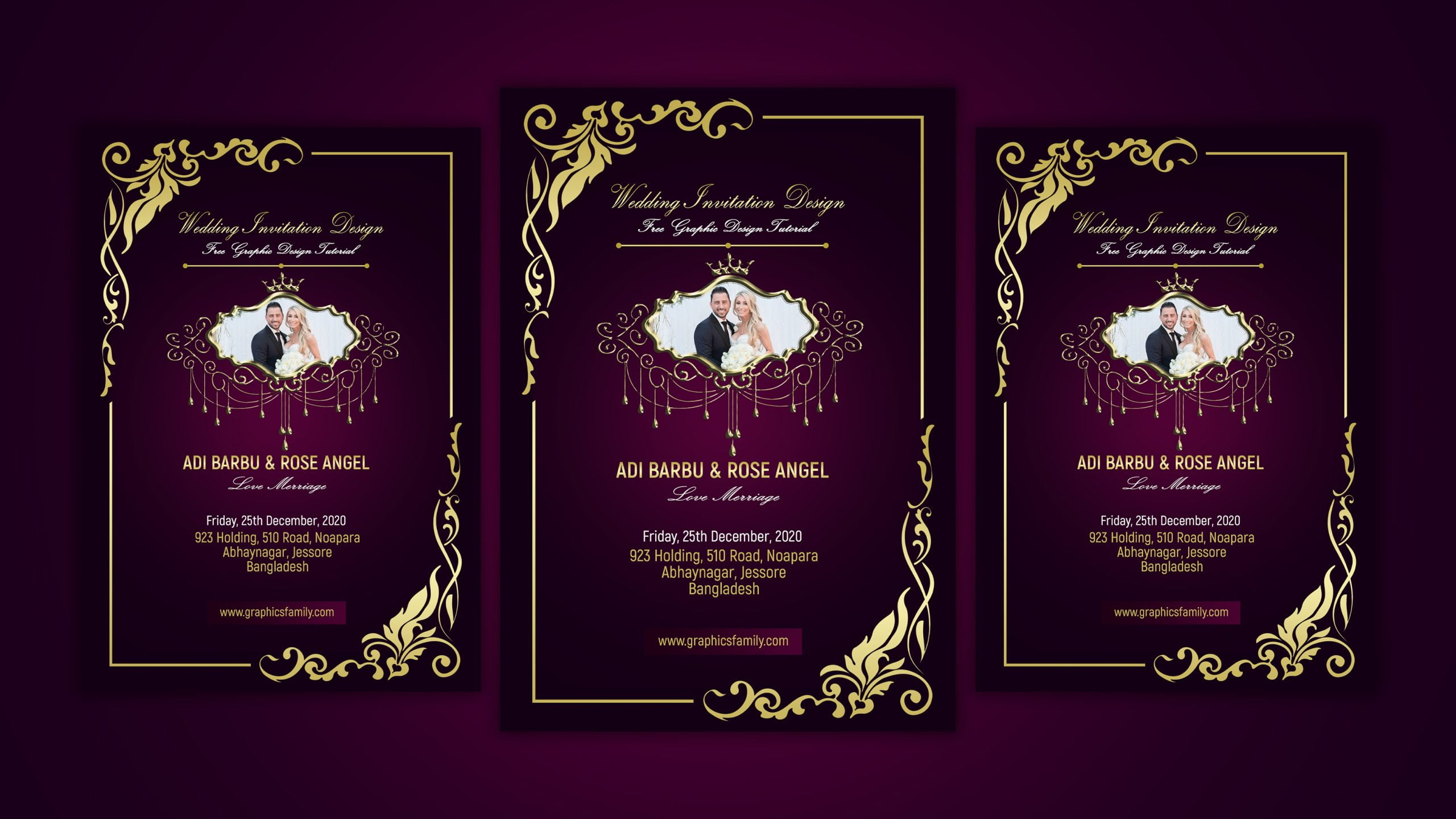 Free Wedding Invitation Card Template – Graphicsfamily for Wedding Invitation Cards Printable Free