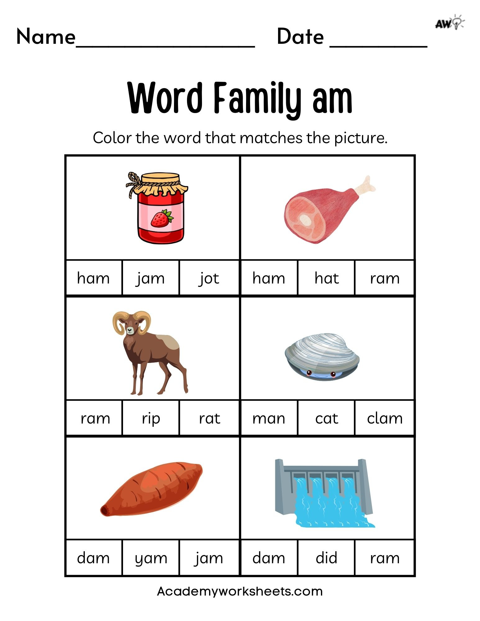 Free Word Family Worksheets - Short A - Academy Worksheets regarding Free Printable Word Family Worksheets For Kindergarten