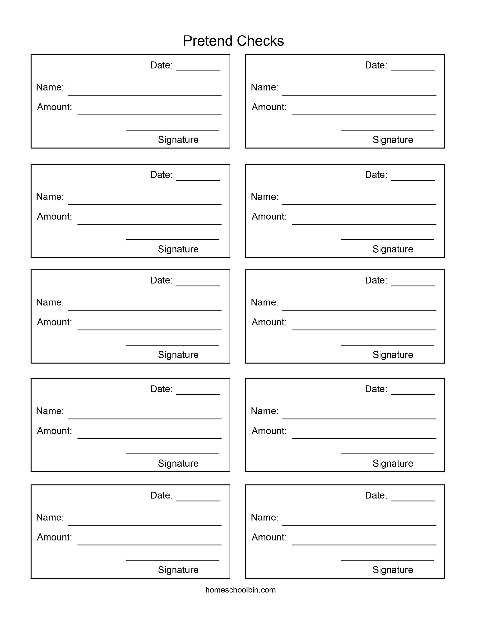 Free+Printable+Pretend+Checks | Printable Checks, Writing with regard to Free Printable Play Checks