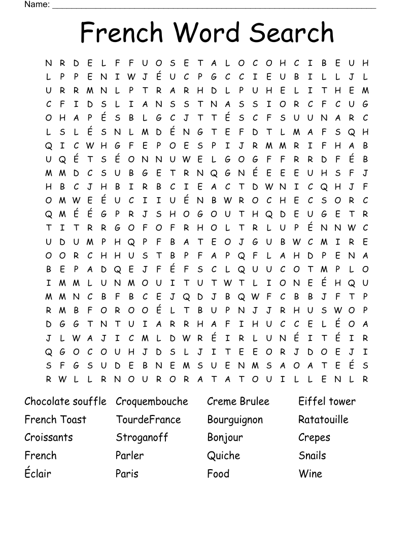 French Word Search - Wordmint regarding French Word Searches Free Printable