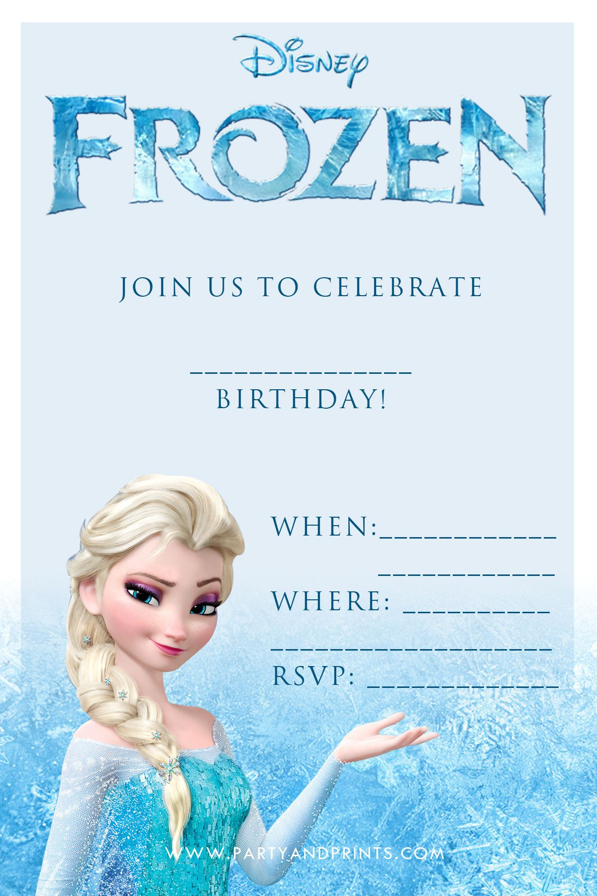 Frozen Princess Birthday Party Card with Frozen Invitations Printables Free