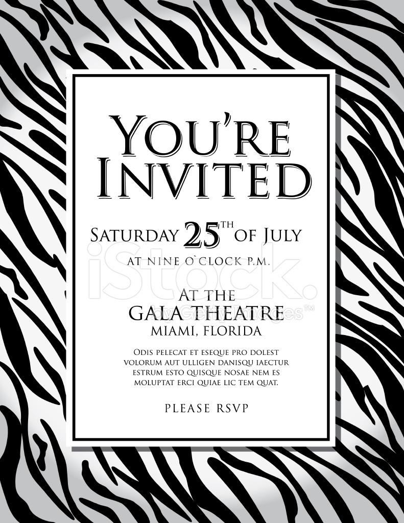 Generic Black And White Zebra Skin Print Invitation Design Templ inside Zebra Invitations Printable Free