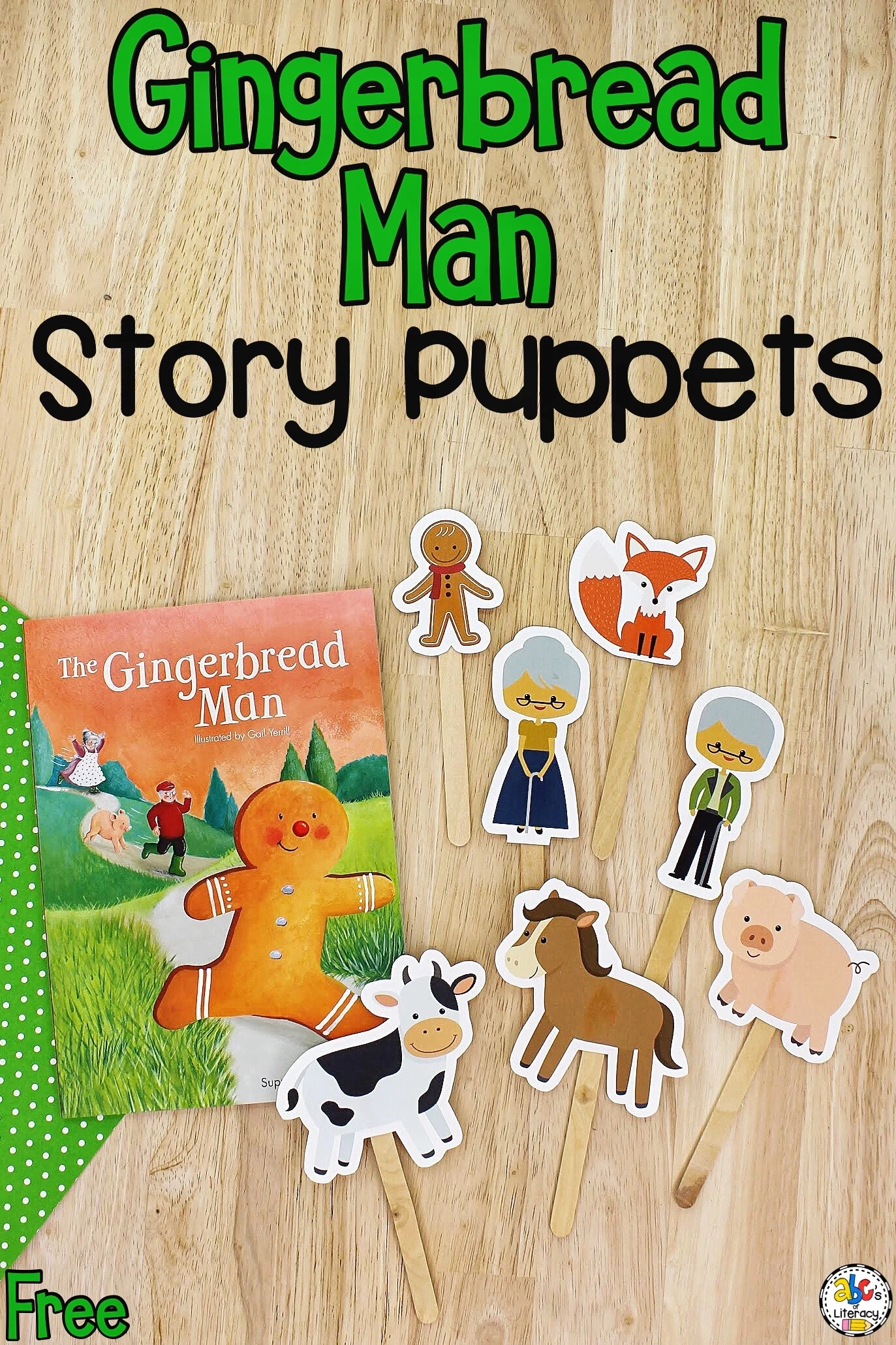 Gingerbread Man Stick Puppets for Free Printable Version of the Gingerbread Man Story