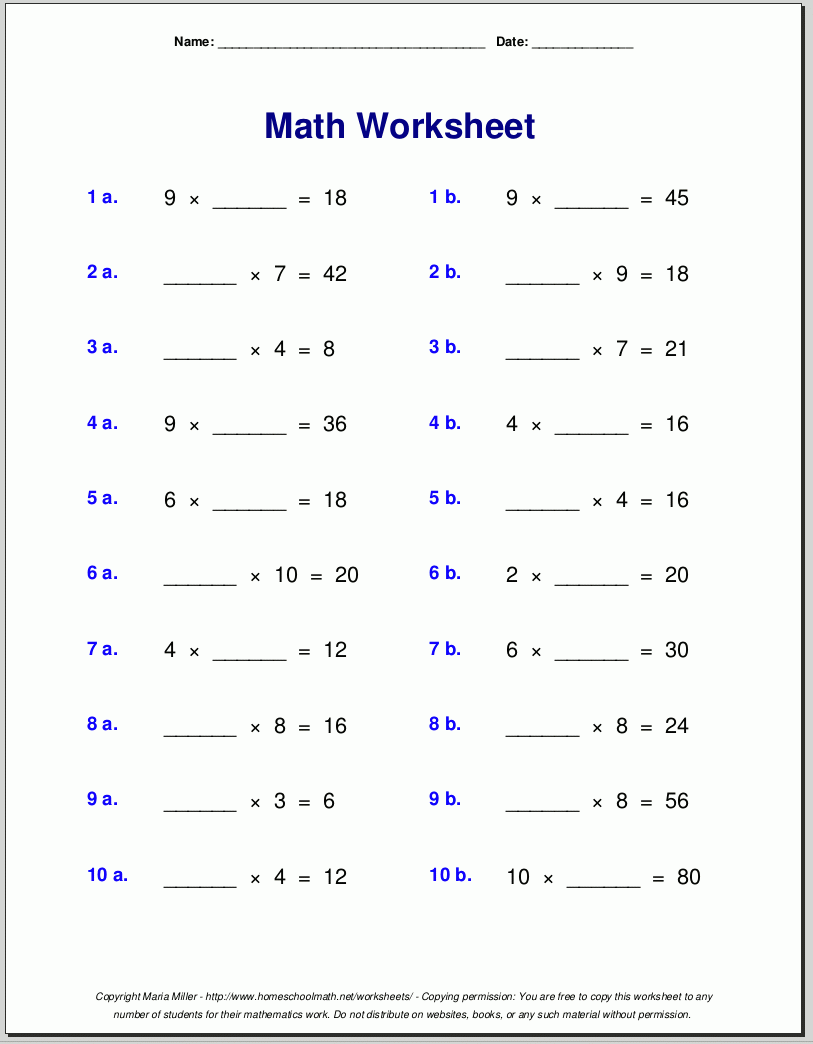 Grade 4 Multiplication Worksheets pertaining to Free Printable Multiplication Worksheets For 4Th Grade