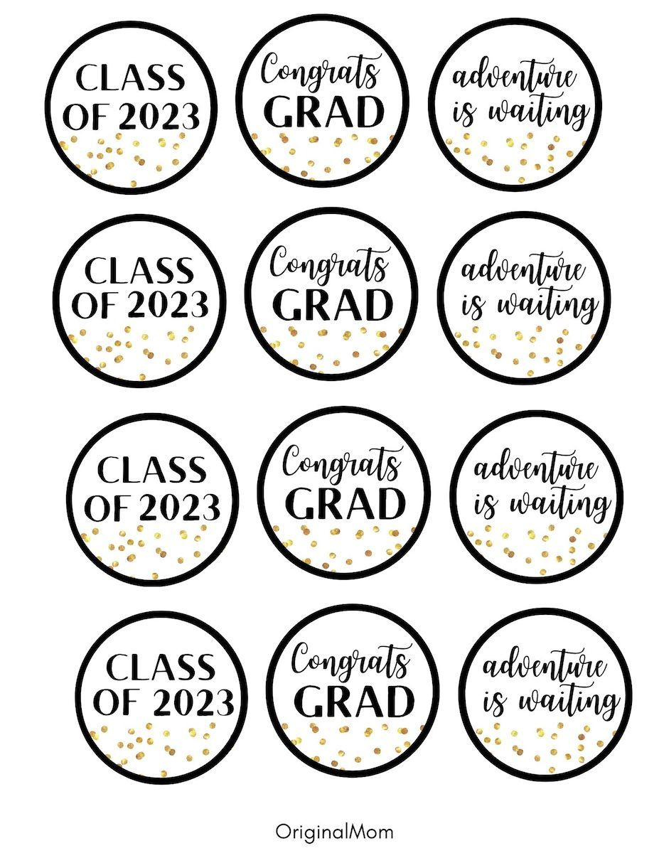 Graduation Free Printable Party Pack In Black And Gold! Cupcake for Free Printable Graduation Cupcake Toppers