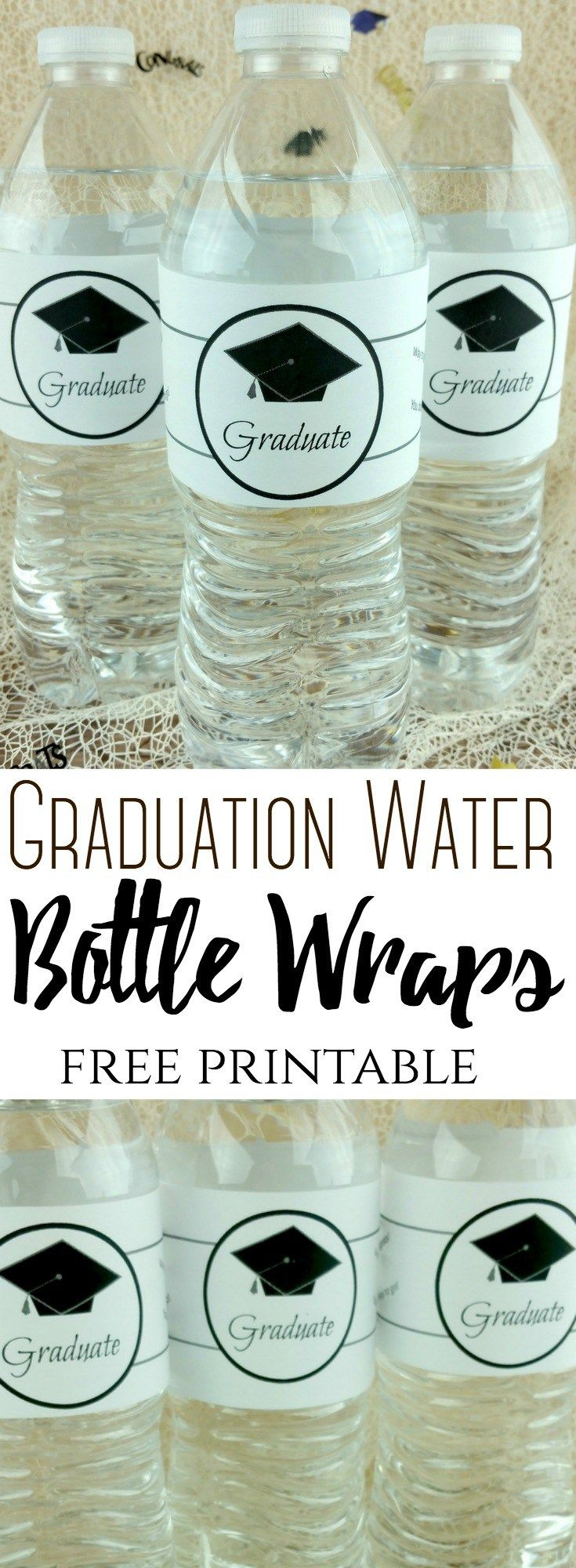 Graduation Water Bottle Wraps (Free Printable Label) #Graduation inside Free Printable Water Bottle Labels Graduation