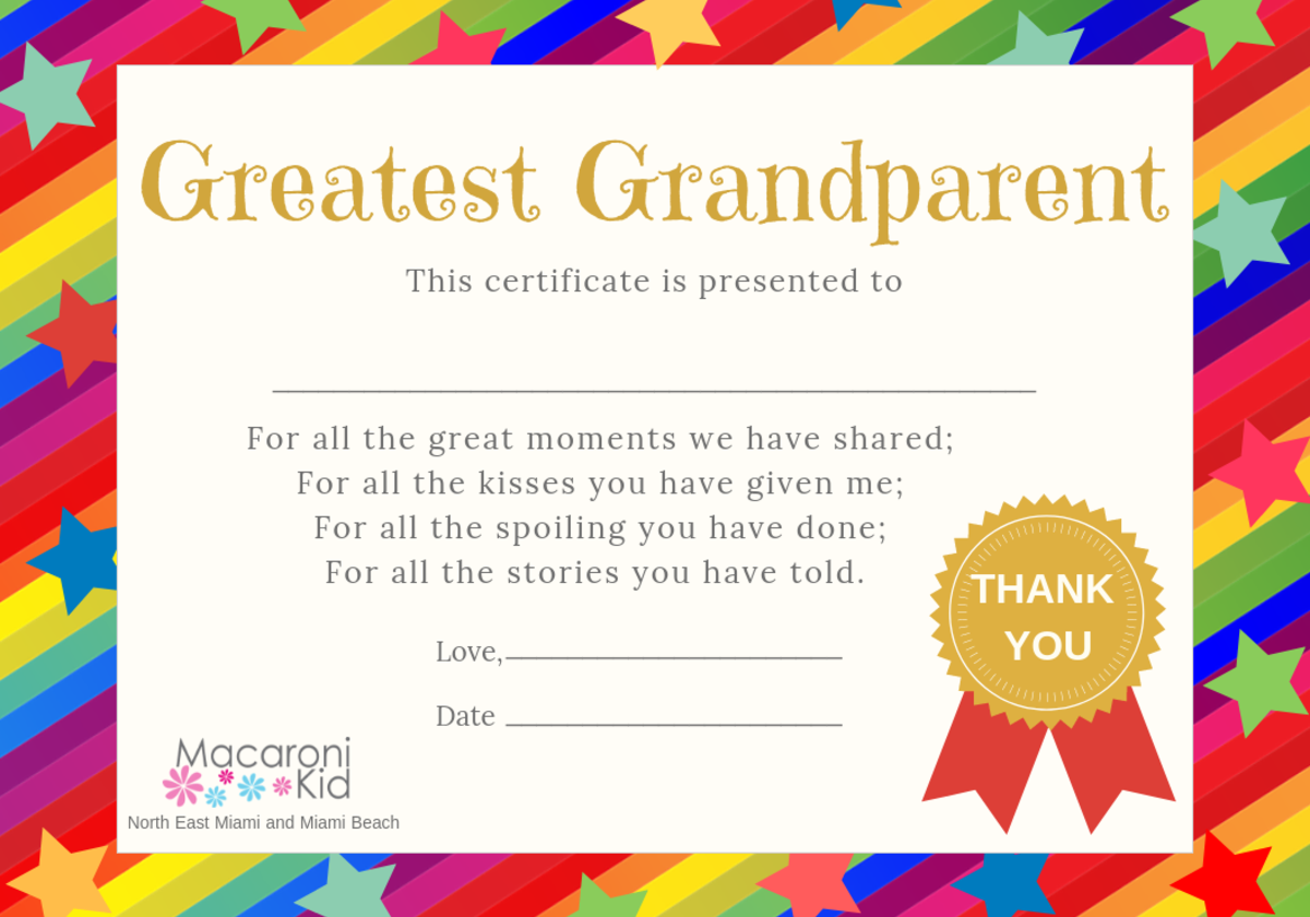 Grandparents Day Printables - Free And Fun! | Macaroni Kid Miami inside Grandparents Certificate Free Printable