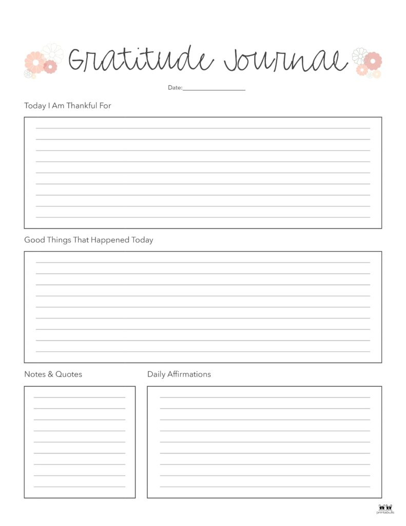 Gratitude Journal Templates - 18 Free Printables | Printabulls inside Free Printable Gratitude Journal