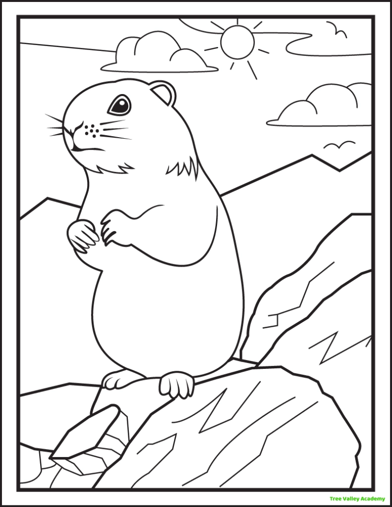 Groundhog Day Coloring Pages - Tree Valley Academy within Groundhog Day Coloring Pages Free Printable