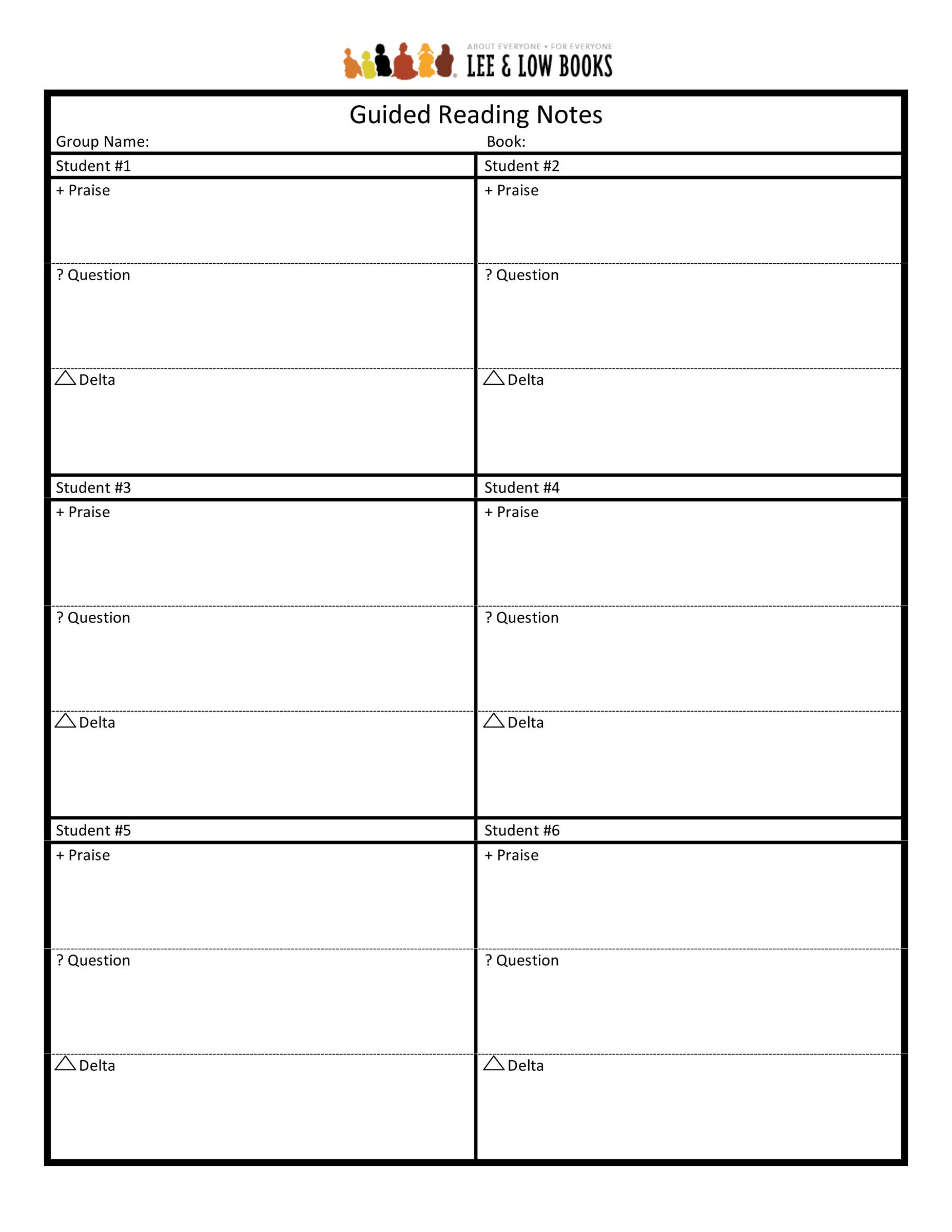 Guided Reading Notes Template | Notes Template, Reading Conference inside Free Printable Reading Recovery Books