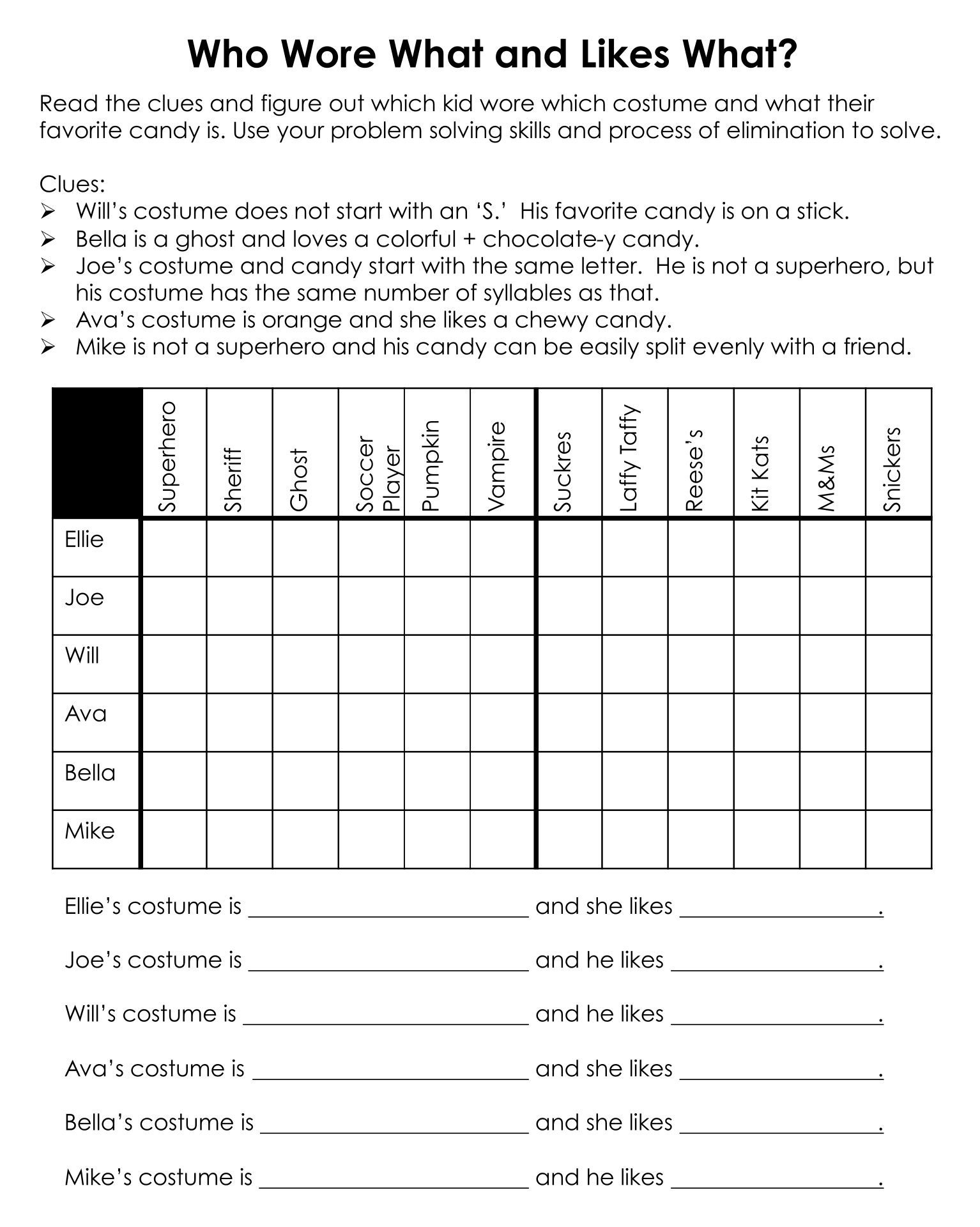 Halloween Fun Six Logic Puzzles And Brain Teasers For Middle intended for Free Printable Logic Puzzles for Middle School