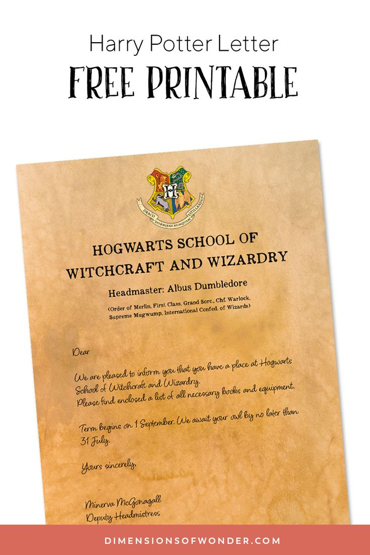 Harry Potter Hogwarts Acceptance Letter Template intended for Hogwarts Acceptance Letter Template Free Printable