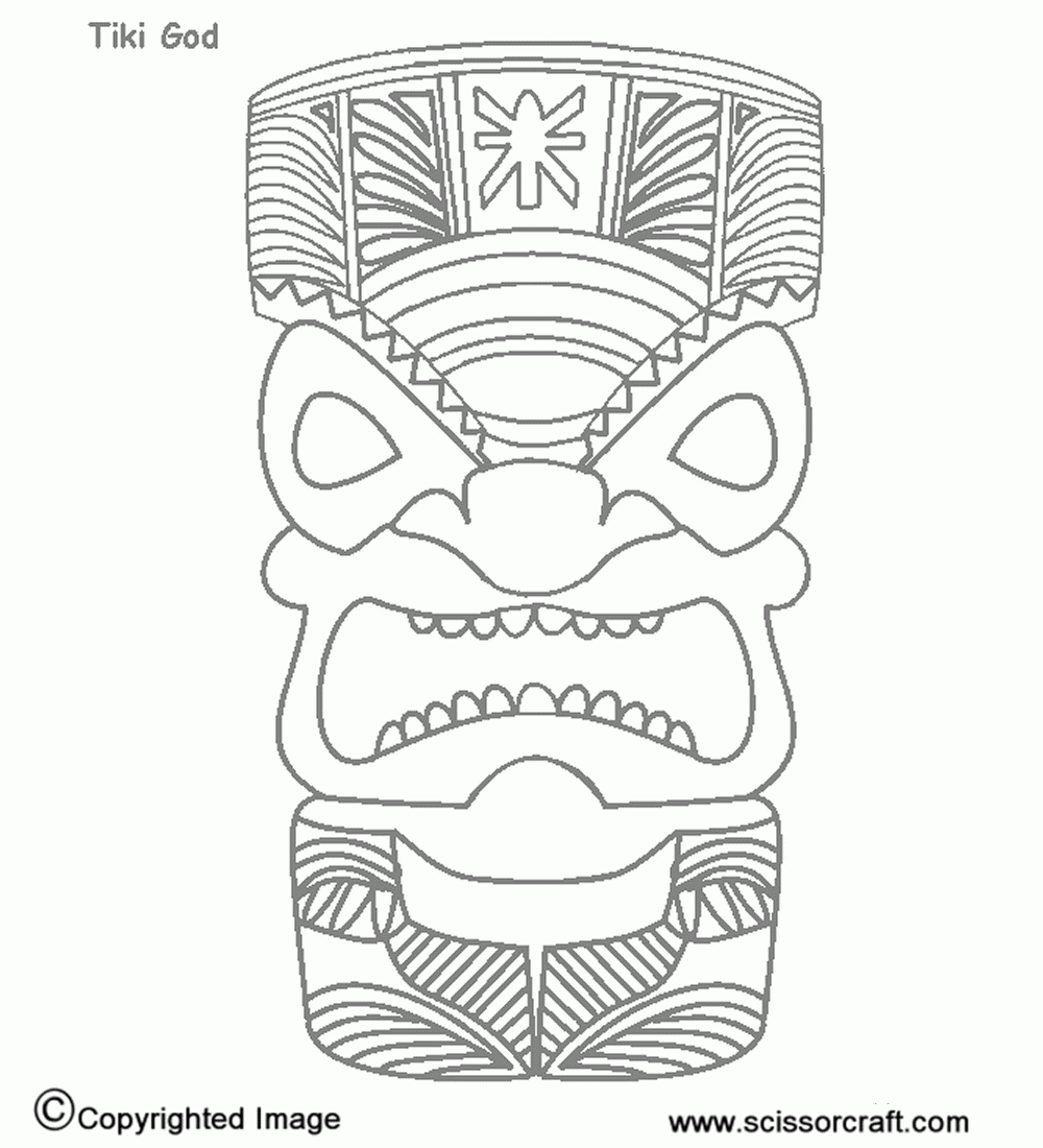 Hawaiian Tiki Mask Coloring Pages Printable Sketch Coloring Page within Tiki Coloring Pages Free Printables