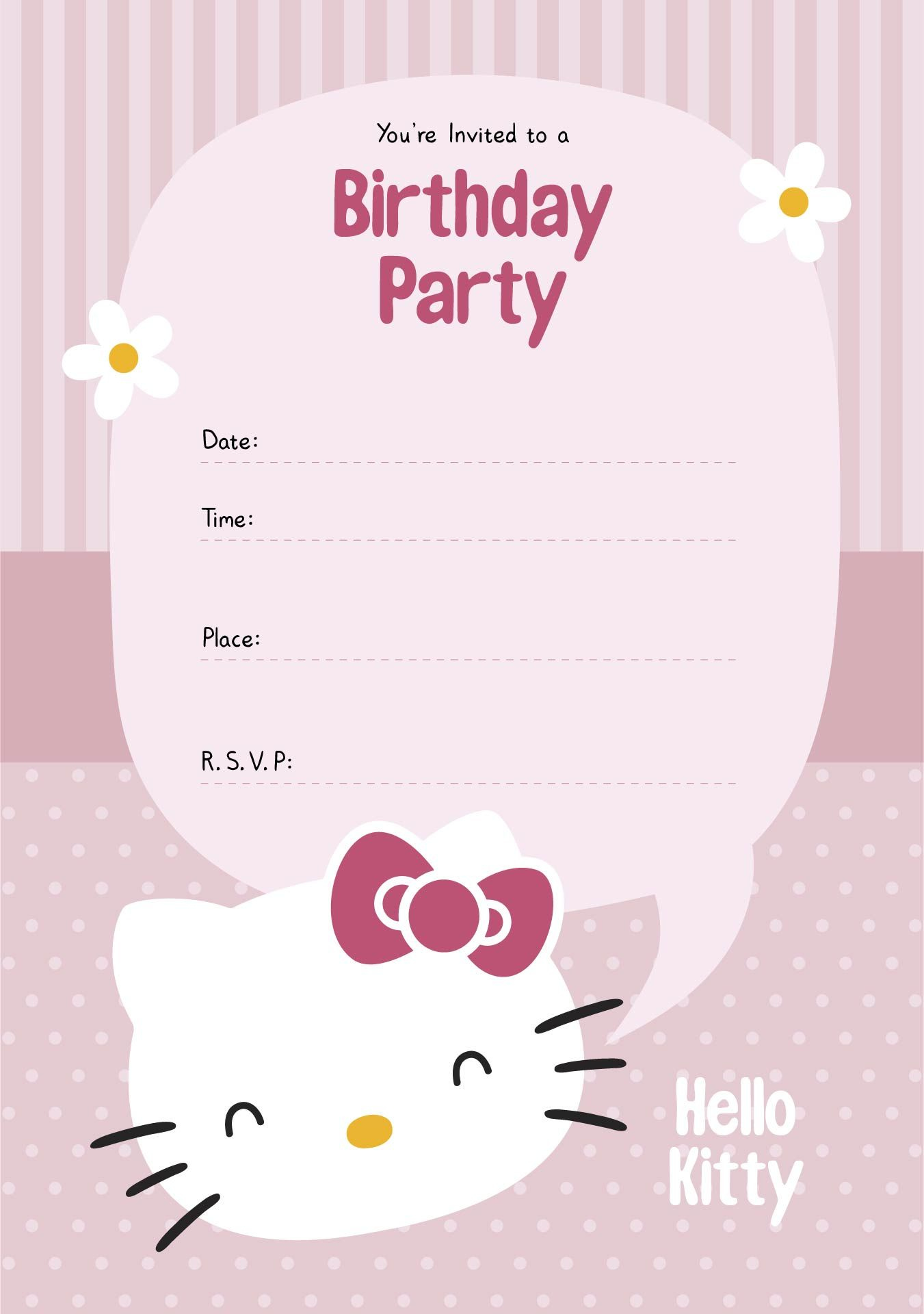 Hello Kitty Templates - 10 Free Pdf Printables | Printablee Em pertaining to Hello Kitty Free Printable Invitations for Birthday