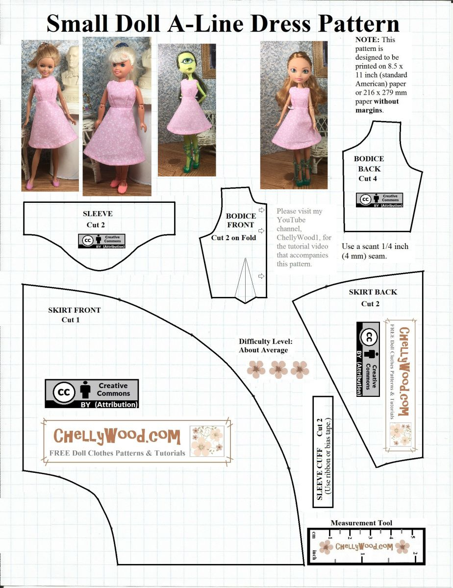 Here We Have My Free Printable Sewing Pattern For The A-Line Dress in Free Printable Patterns for Sewing Doll Clothes