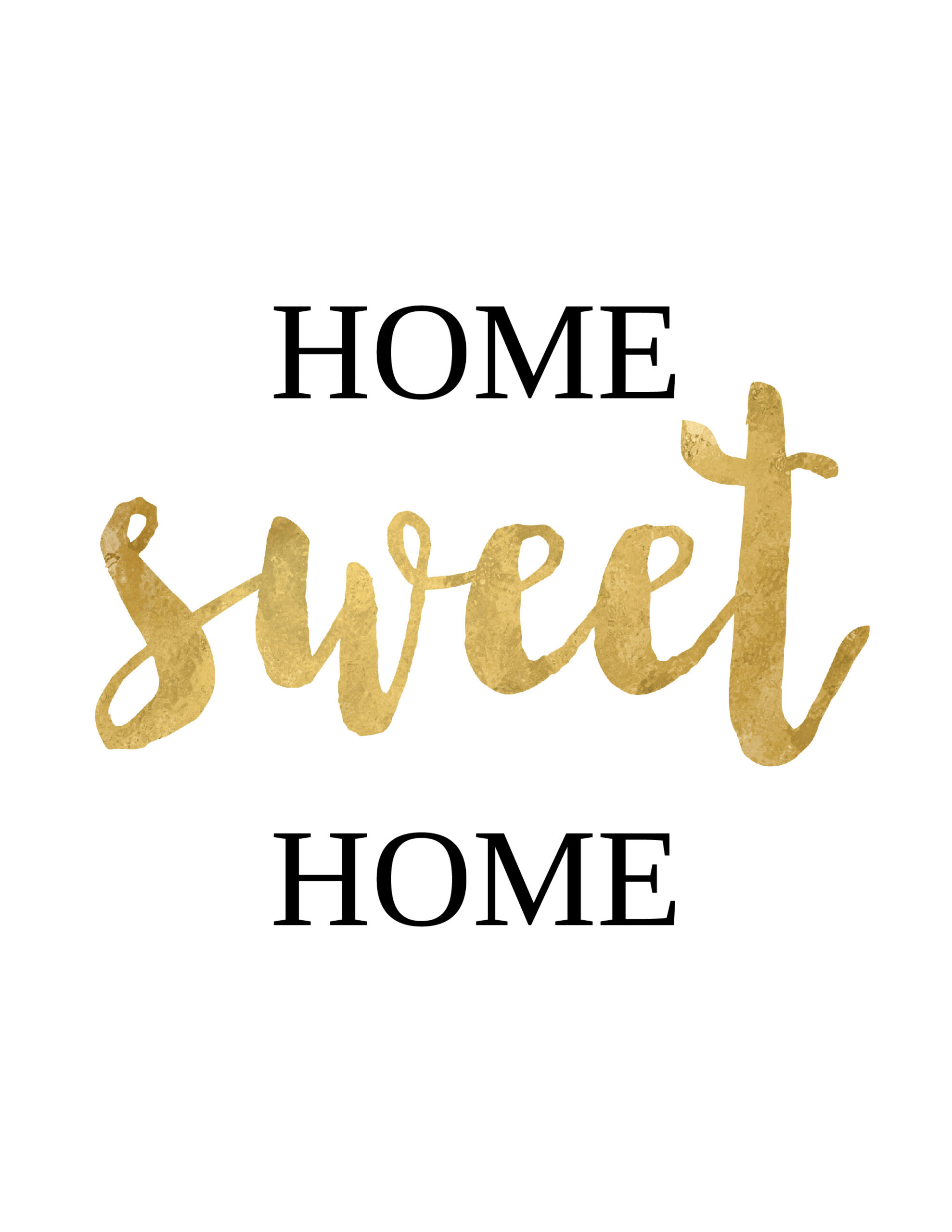 Home Sweet Home Free Printable Wall Art Gold And Black within Home Sweet Home Free Printable