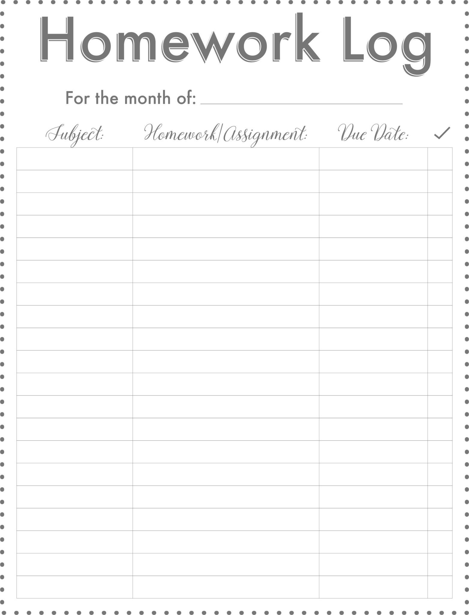 Homework (Reward) Charts - Free Printables | Live Craft Eat pertaining to Free Printable Homework