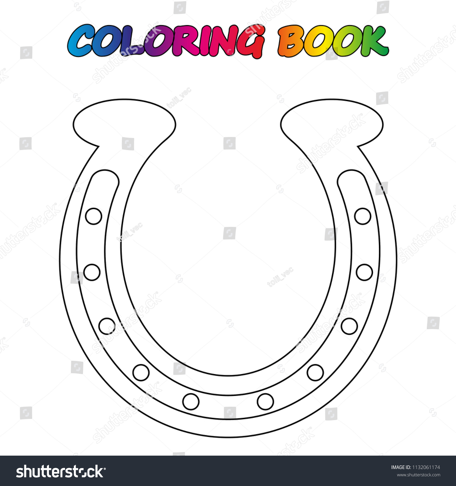 Horseshoe Coloring Book Coloring Page Educate Stock Vector within Free Printable Horseshoe Coloring Pages