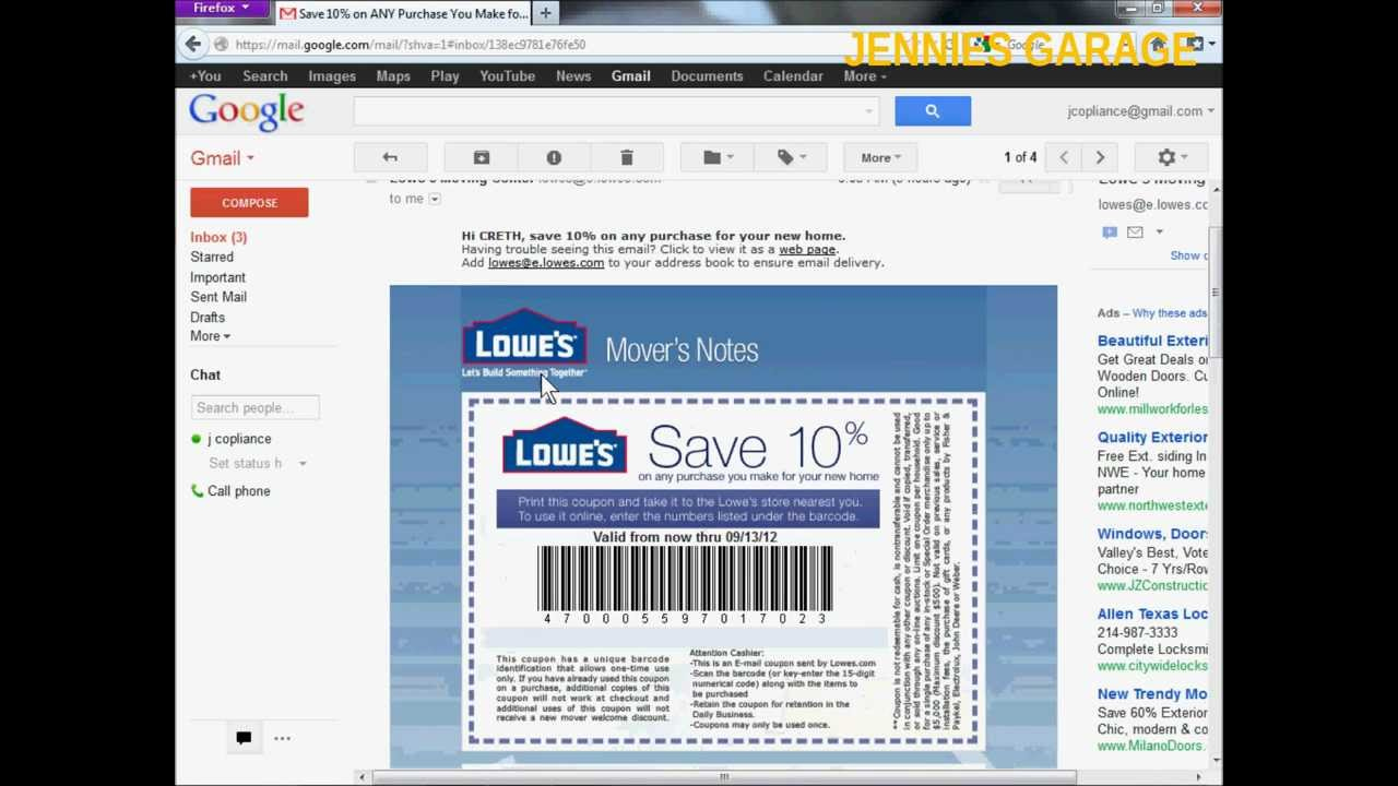 How To Get A Free Lowes 10% Off Coupon - Email Delivery with Free Printable Lowes Coupons