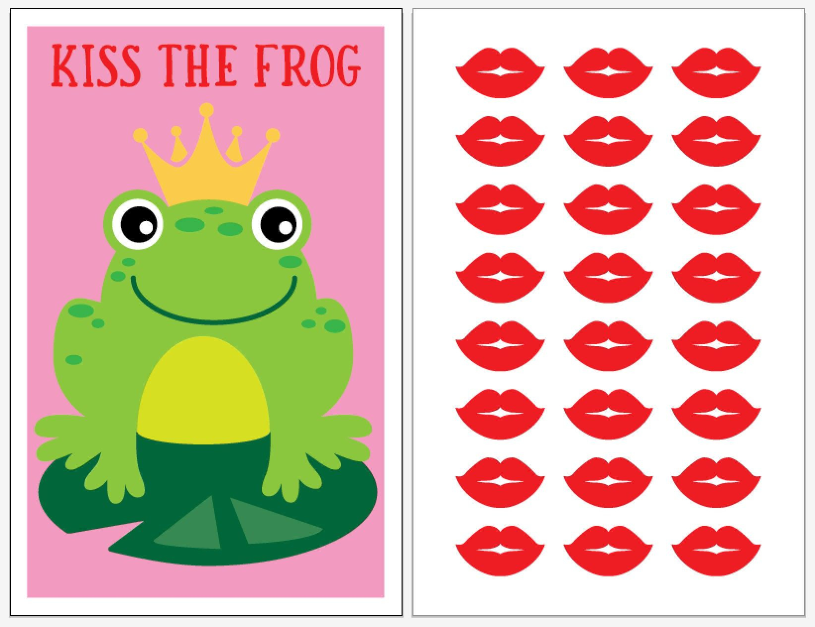 Instant Download Pin The Kiss The Frog Party Game For Your inside Pin The Kiss On The Frog Free Printable