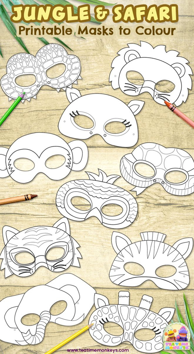 Jungle Animals - Printable Masks To Colour | Jungle Animal Crafts with Free Printable Jungle Book Masks