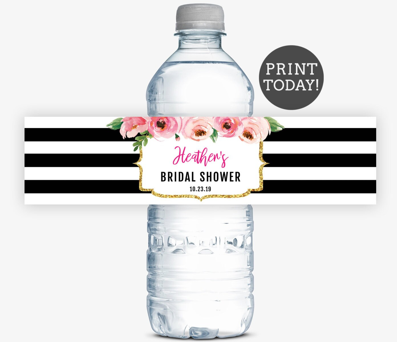 Kate Bridal Shower Water Bottle Labels Editable, Bachelorette within Free Printable Water Bottle Labels Bachelorette