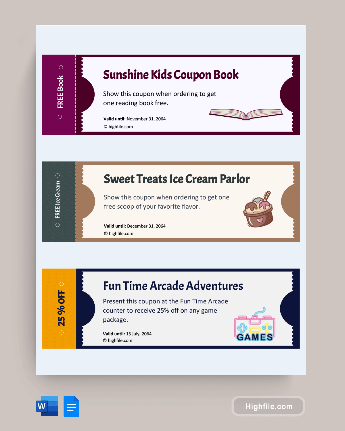 Kids Coupon Book Template - Word | Google Docs - Highfile throughout Free Printable Scoop Away Coupons