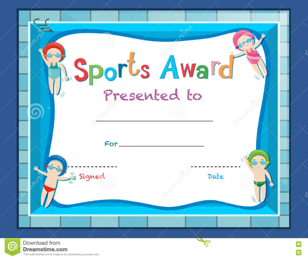 Kids Swimming Award Certificate Template regarding Free Printable Swimming Certificates for Kids