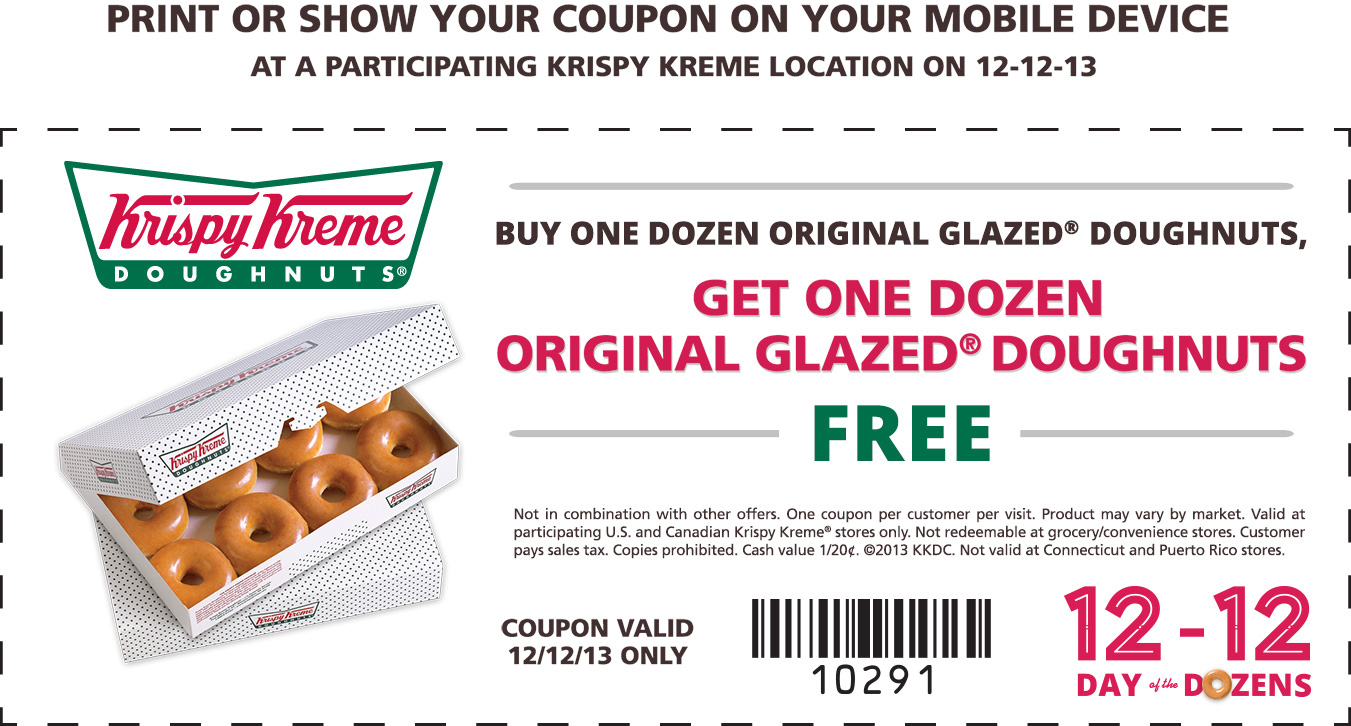 Krispy Kreme Canada Coupons: Buy 1 Dozen &amp;amp; Get 1 Dozen Free within Free Printable Krispy Kreme Coupons