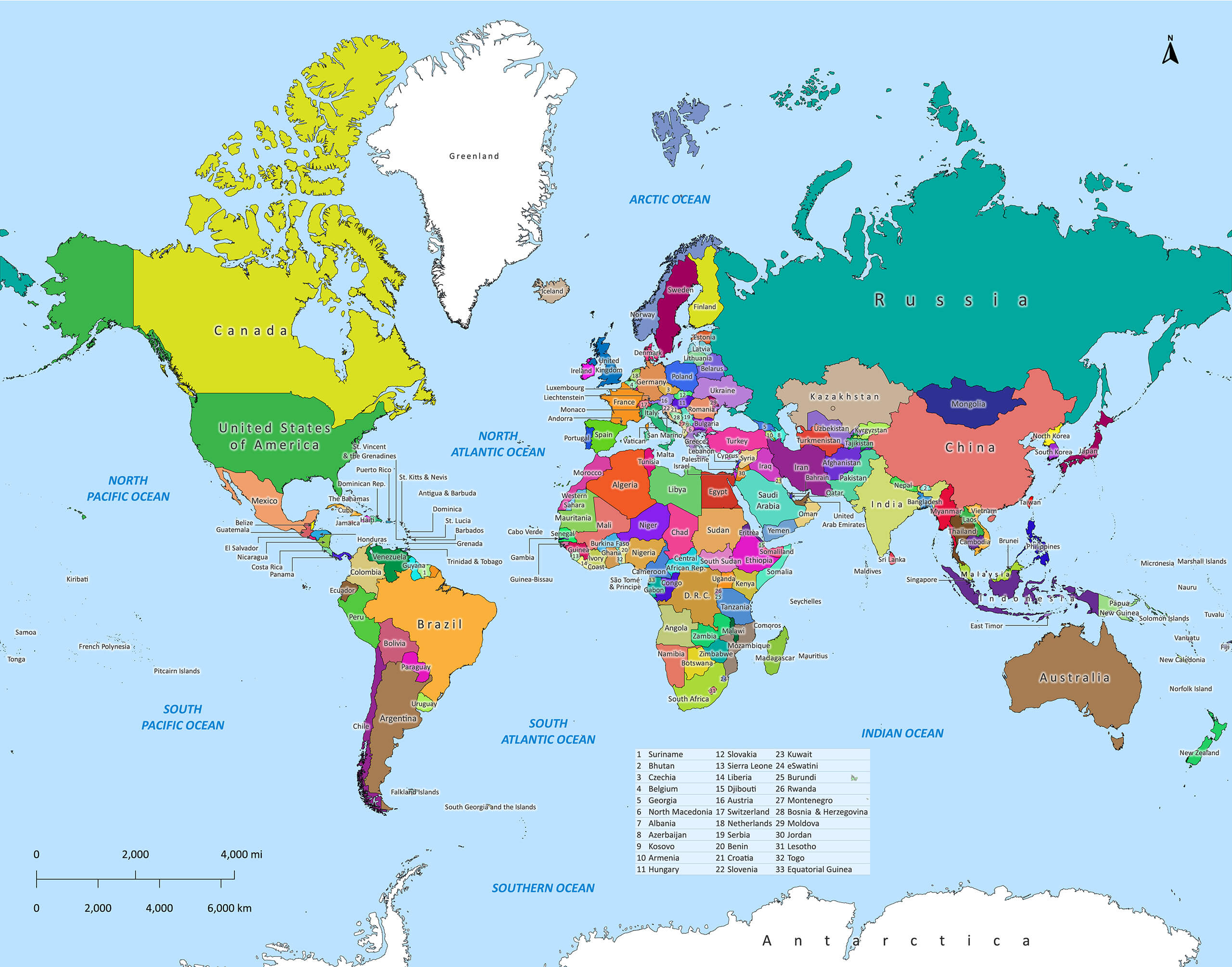 Labeled World Map | Labeled Maps inside Free Printable World Map With Countries Labeled