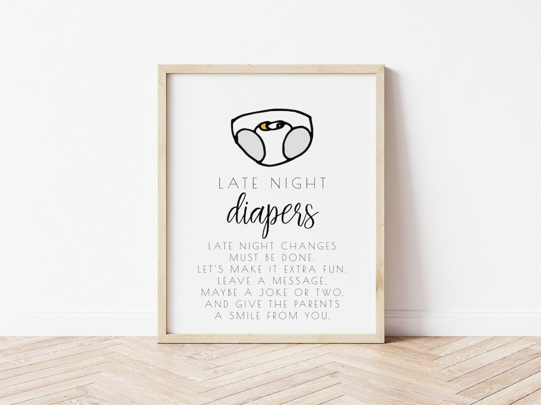 Late Night Diapers Sign Template Editable Poppin&amp;#039; Bottles Baby pertaining to Late Night Diaper Sign Free Printable