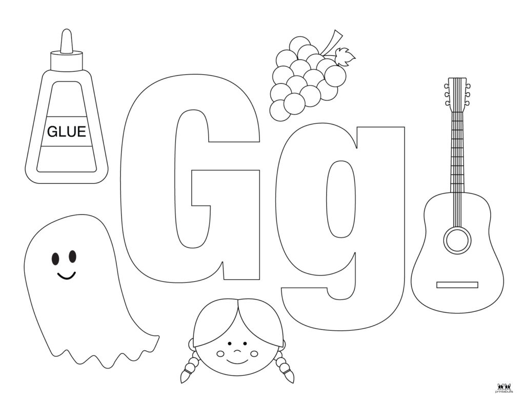 Letter G Coloring Pages - 15 Free Pages | Printabulls for Free Printable Letter G Coloring Pages