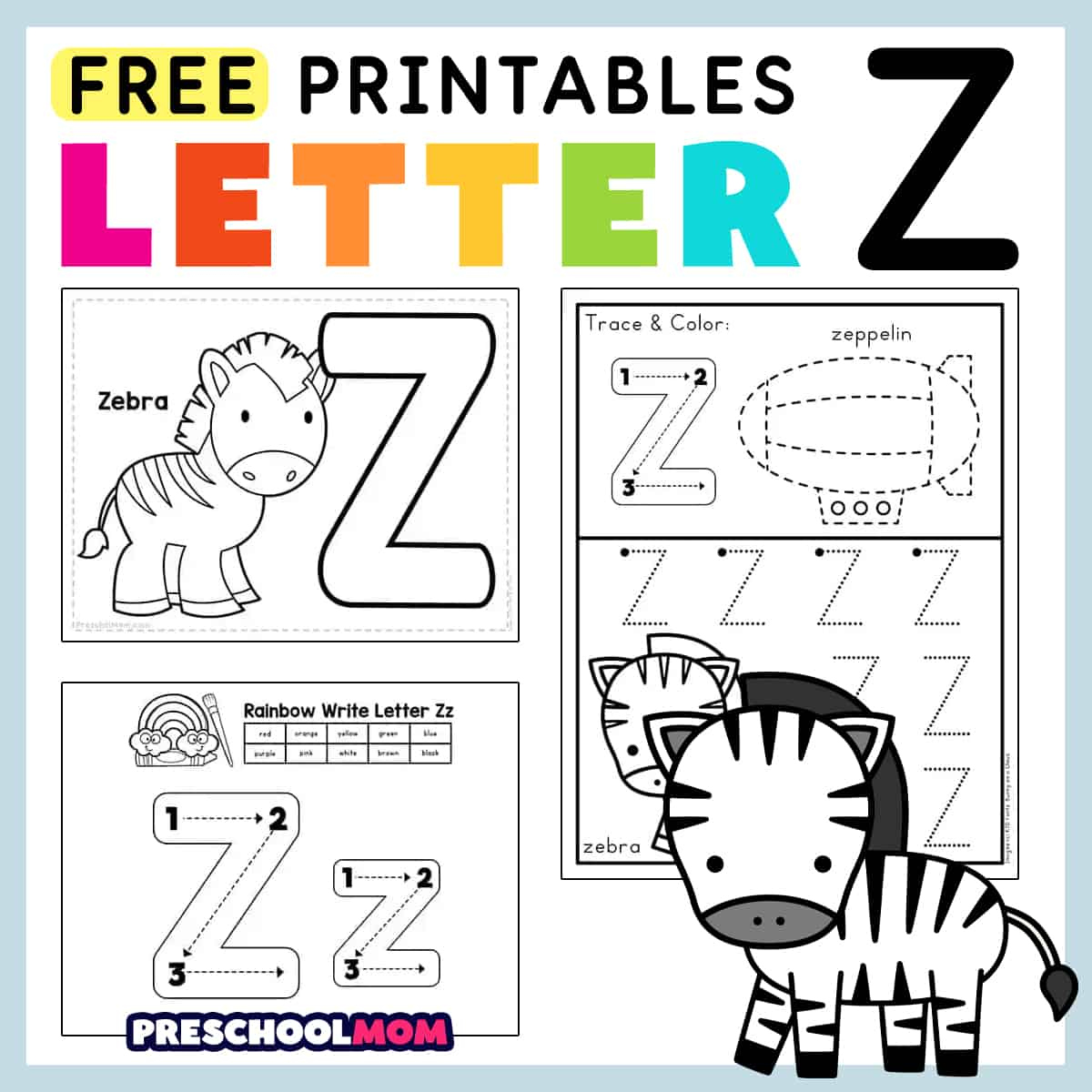 Letter Z Preschool Printables - Preschool Mom regarding Letter Z Worksheets Free Printable