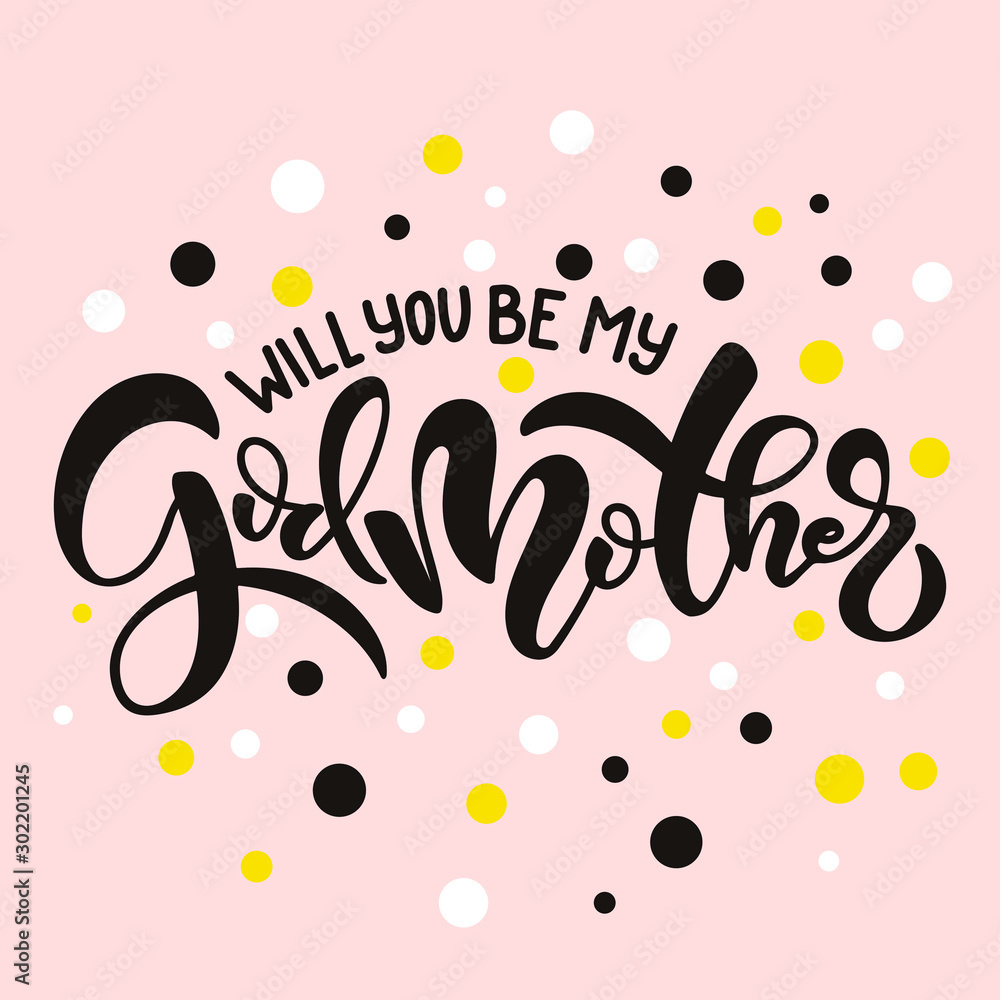 Lettering Phrase Will You Be My Godmother For Godparent Proposal pertaining to Will You Be My Godmother Printable Card Free