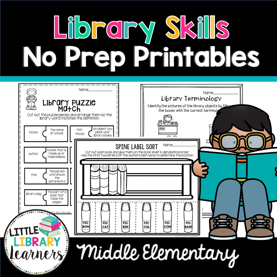 Library Skills No Prep Printables Middle Elementary throughout Free Printable Library Skills Worksheets