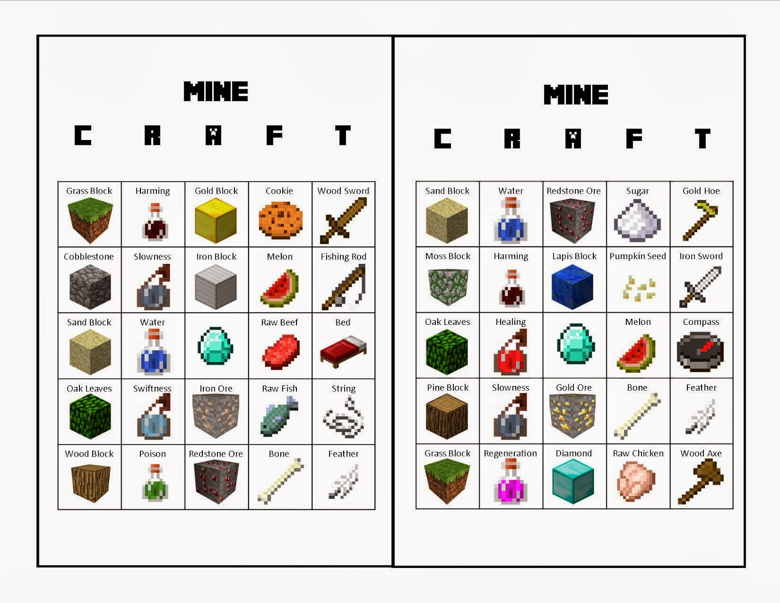 Life With Squeaker: The Upside intended for Free Printable Minecraft Bingo Cards