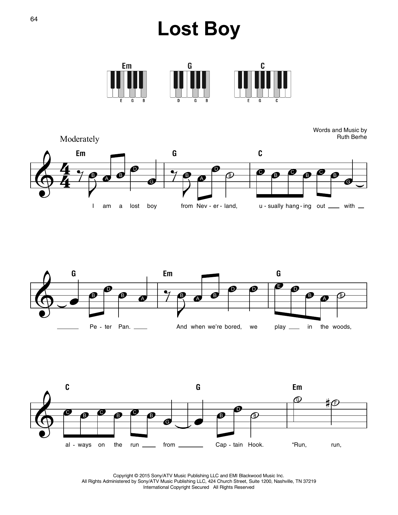 Lost Boy Sheet Music | Ruth B | Super Easy Piano | Piano Sheet intended for Lost Boy Piano Sheet Music Free Printable