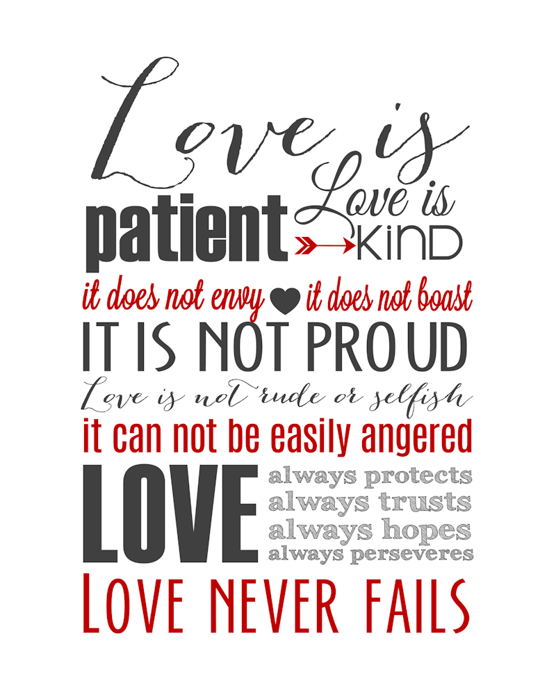 Love Is Patient Subway Art Printable {1 Corinthians 13} - The Girl intended for Love Is Patient Free Printable