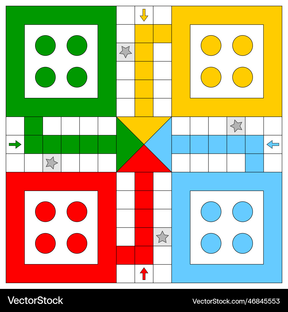 Ludo Board Template Printable Royalty Free Vector Image within Free Printable Ludo Board