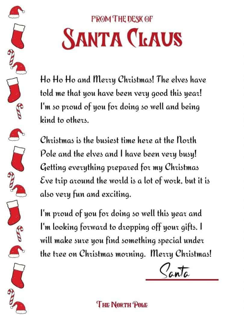 Magical Santa Letter For Your Children for Free Printable Santa Reply Letter Template